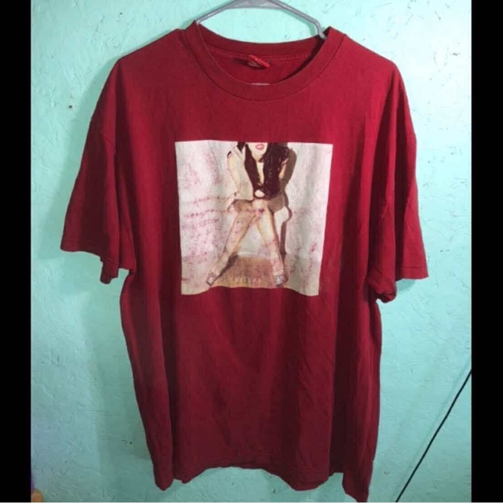 Red Short Sleeve Tee with Graphic Design